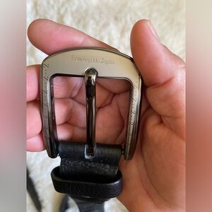 Vintage Ermenegildo Zegna men’s leather belt logo printed